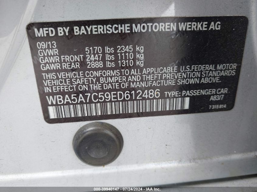 WBA5A7C59ED612486 | 2014 BMW 528I