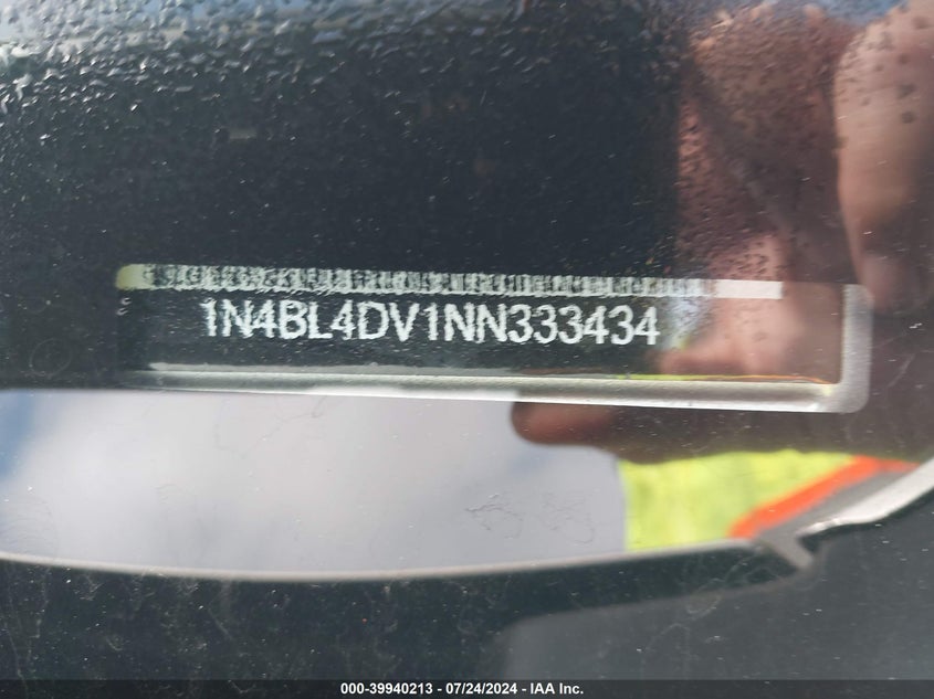 2022 Nissan Altima Sv VIN: 1N4BL4DV1NN333434 Lot: 39940213