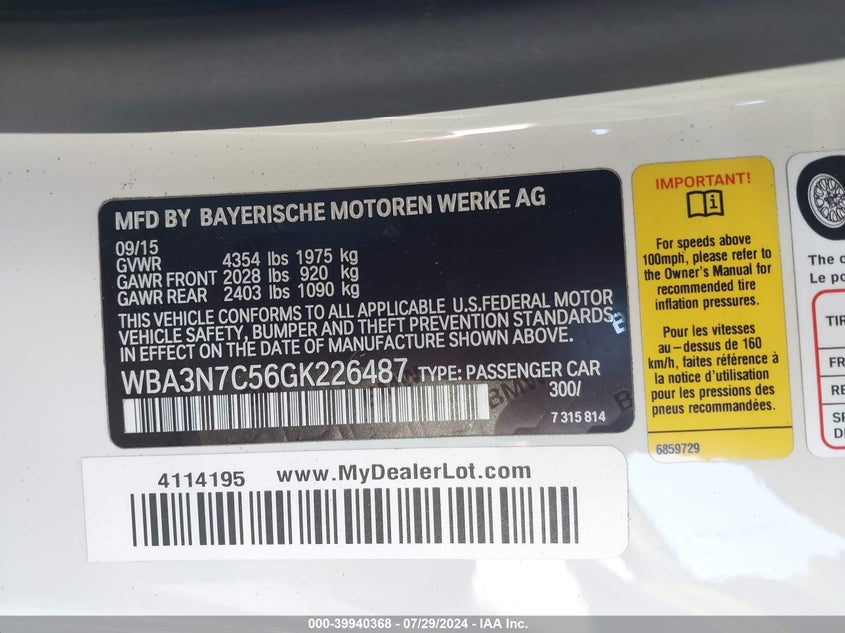 2016 BMW 428I - WBA3N7C56GK226487