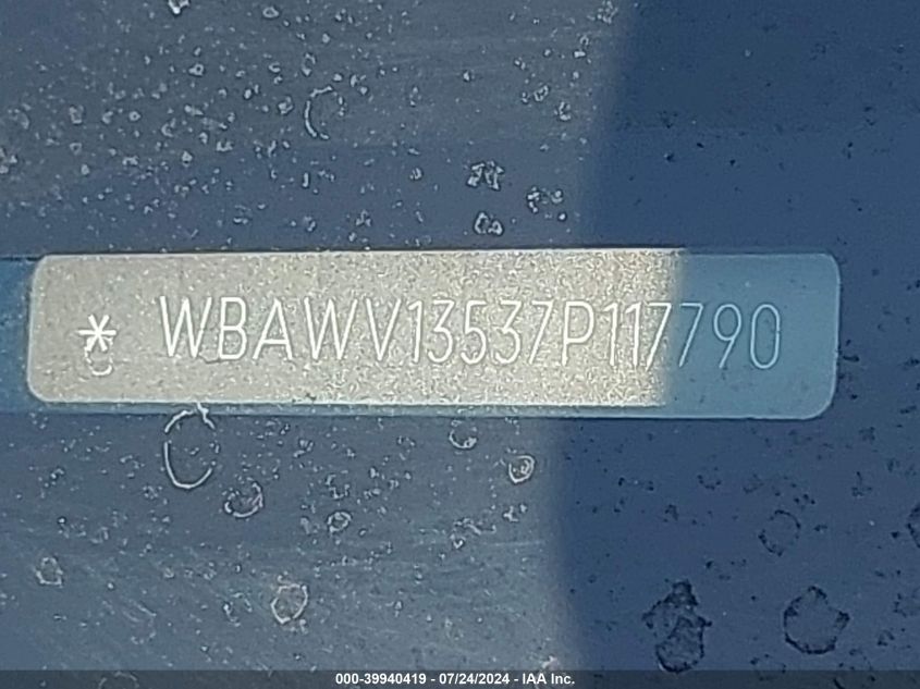 2007 BMW 328I VIN: WBAWV13537P117790 Lot: 39940419