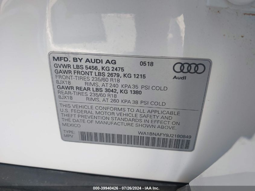 WA1BNAFY9J2180849 2018 Audi Q5 Premium Plus