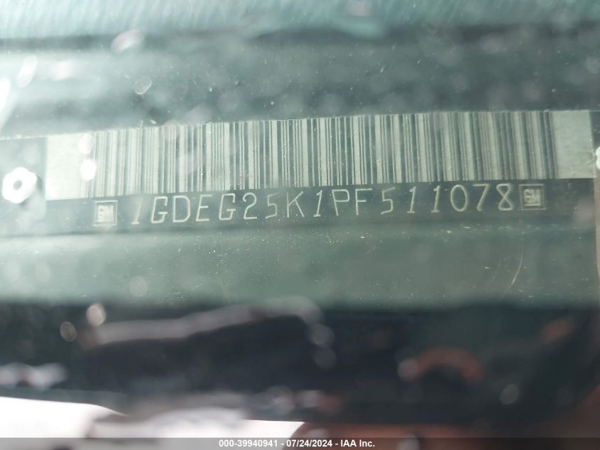 1993 GMC Rally Wagon / Van G2500 VIN: 1GDEG25K1PF511078 Lot: 39940941