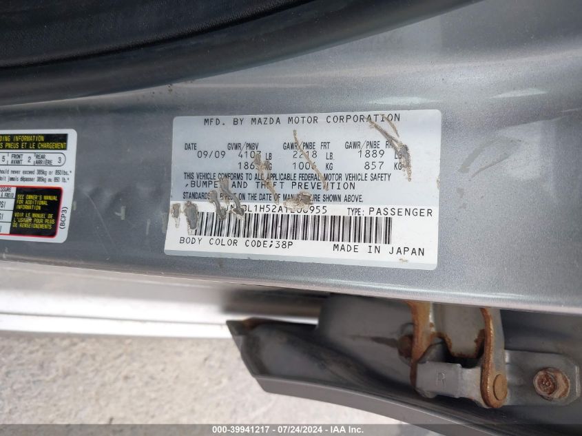 2010 Mazda Mazda3 S Sport VIN: JM1BL1H52A1206955 Lot: 39941217