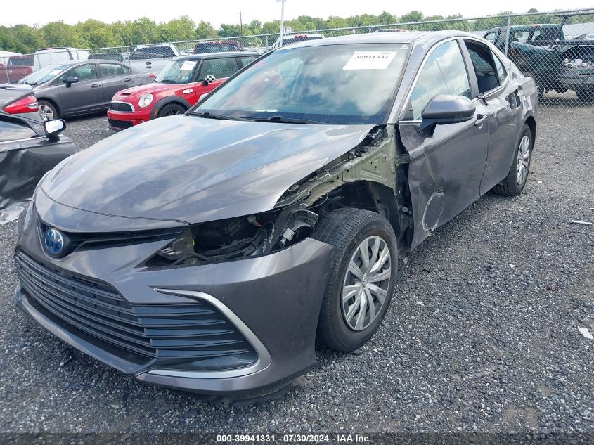 2022 Toyota Camry Le Hybrid VIN: 4T1C31AK6NU580778 Lot: 39941331