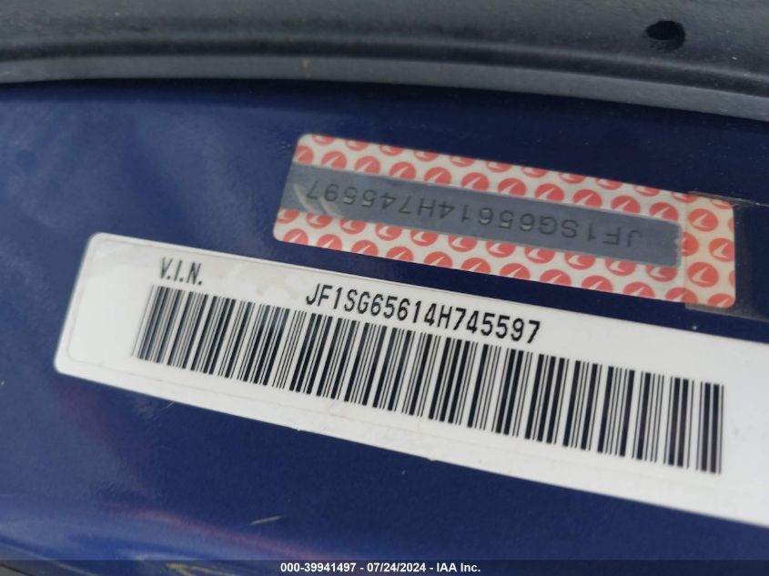 2004 Subaru Forester 2.5Xs VIN: JF1SG65614H745597 Lot: 39941497