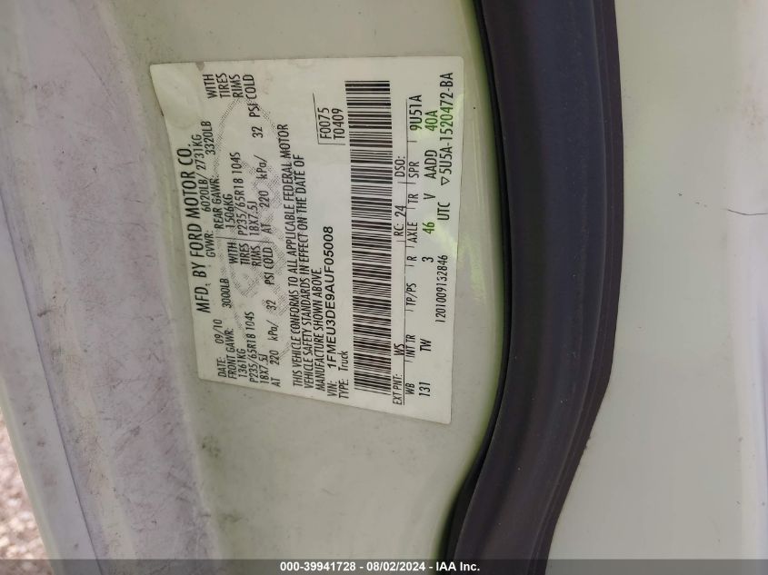 2010 Ford Explorer Sport Trac Limited VIN: 1FMEU3DE9AUF05008 Lot: 39941728