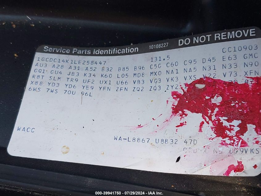 1990 Chevrolet Gmt-400 C1500 VIN: 1GCDC14K1LE258447 Lot: 39941750