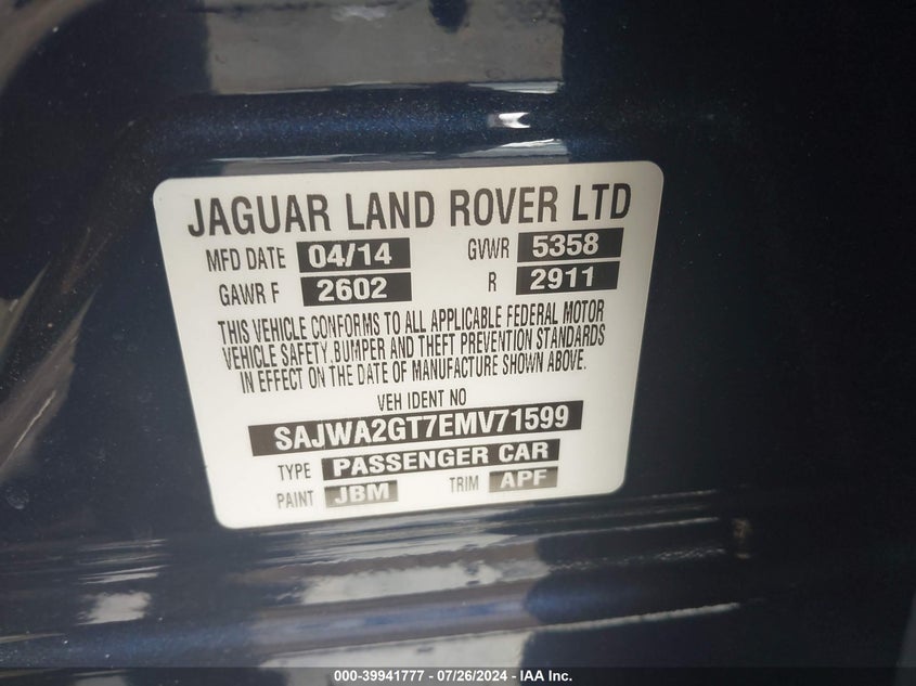 2014 JAGUAR XJ XJL SUPERCHARGED - SAJWA2GT7EMV71599