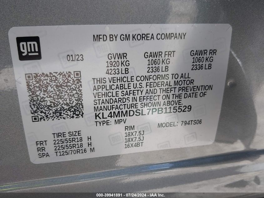 2023 Buick Encore Gx Select Fwd VIN: KL4MMDSL7PB115529 Lot: 39941891