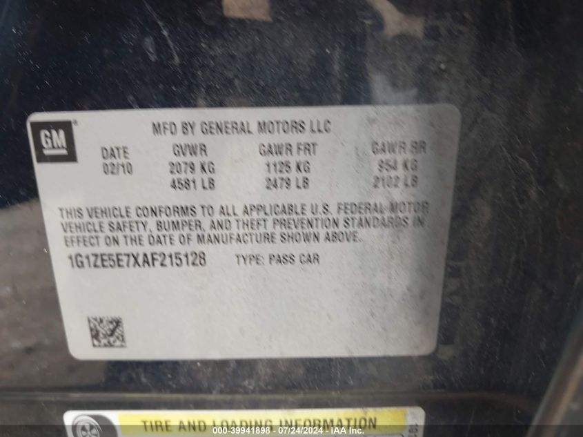 2010 Chevrolet Malibu Ltz VIN: 1G1ZE5E7XAF215128 Lot: 39941898