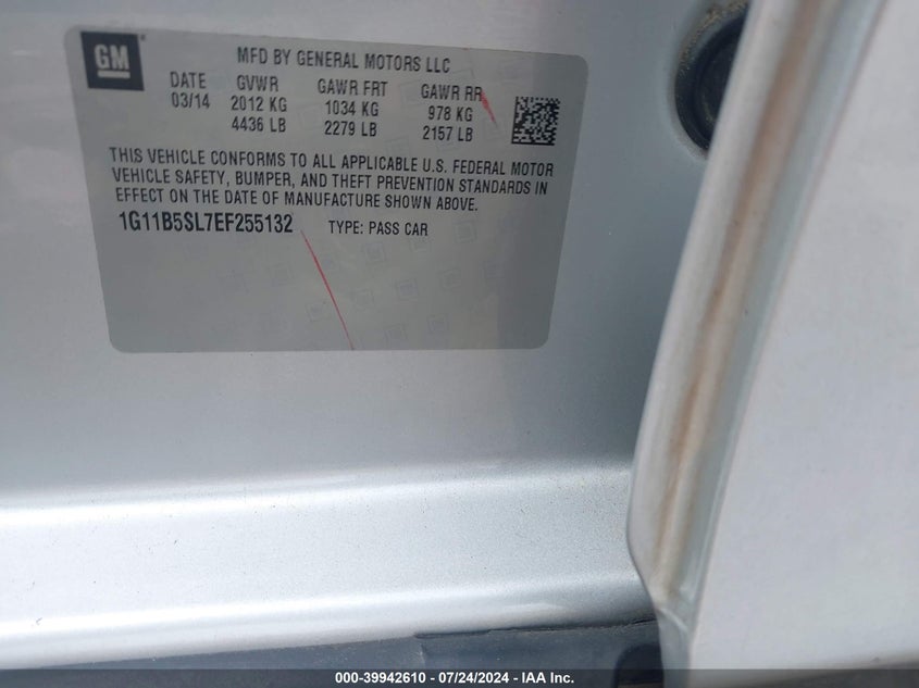 2014 CHEVROLET MALIBU 1LS - 1G11B5SL7EF255132