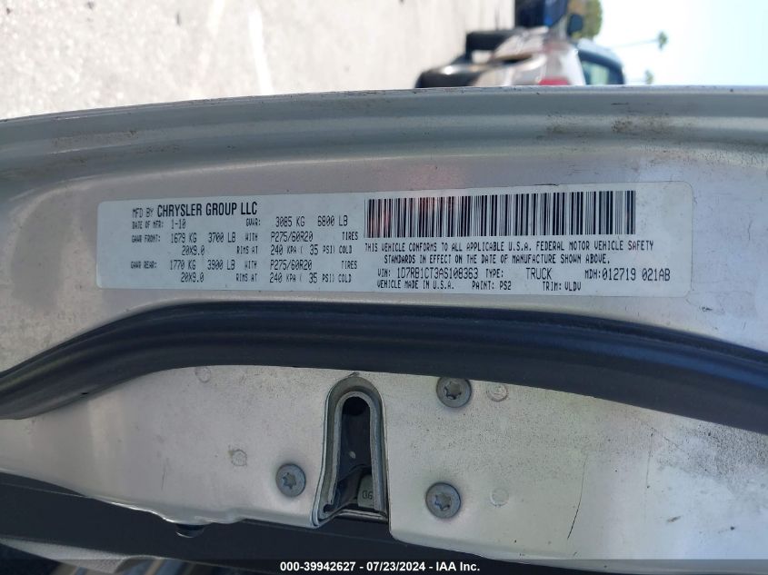 2010 Dodge Ram 1500 Laramie VIN: 1D7RB1CT3AS108363 Lot: 39942627