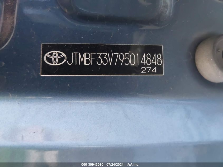 2009 Toyota Rav4 VIN: JTMBF33V795014848 Lot: 39943090