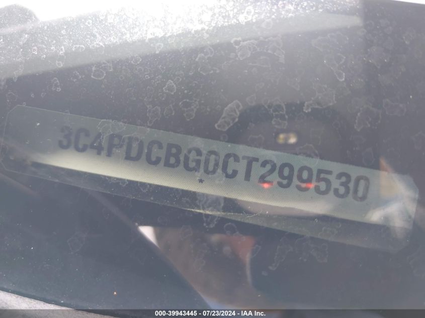 2012 Dodge Journey Sxt VIN: 3C4PDCBG0CT299530 Lot: 39943445