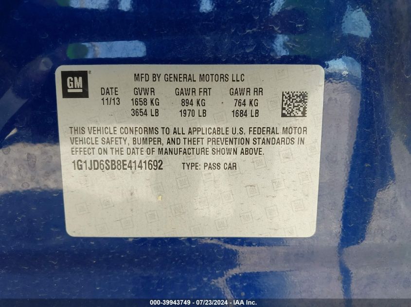 1G1JD6SB8E4141692 | 2014 CHEVROLET SONIC