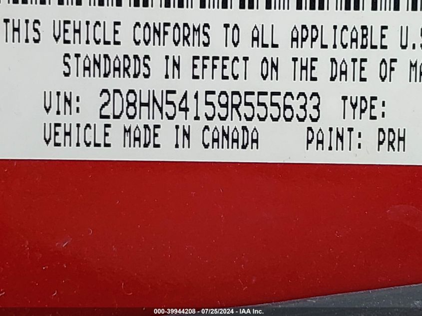 2009 Dodge Grand Caravan Sxt VIN: 2D8HN54159R555633 Lot: 39944208
