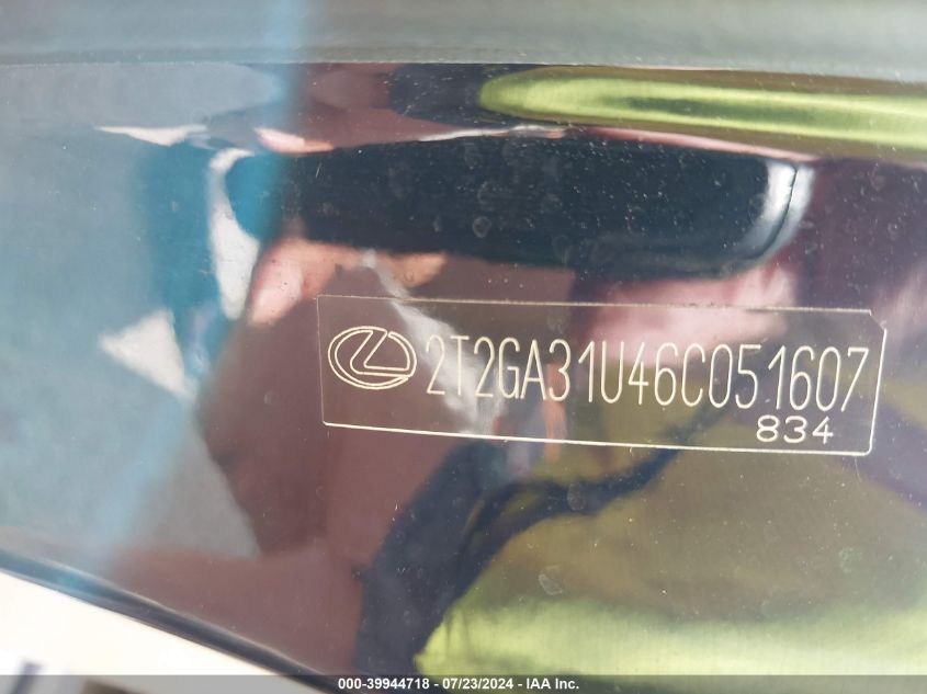 2006 Lexus Rx 330 VIN: 2T2GA31U46C051607 Lot: 39944718