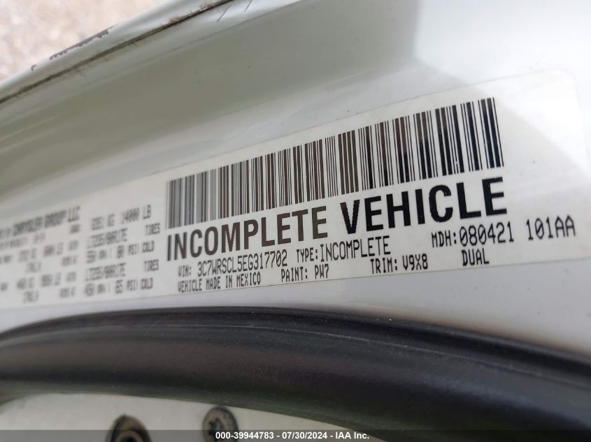 2014 Ram 3500 Chassis Tradesman/Slt/Laramie VIN: 3C7WRSCL5EG317702 Lot: 39944783