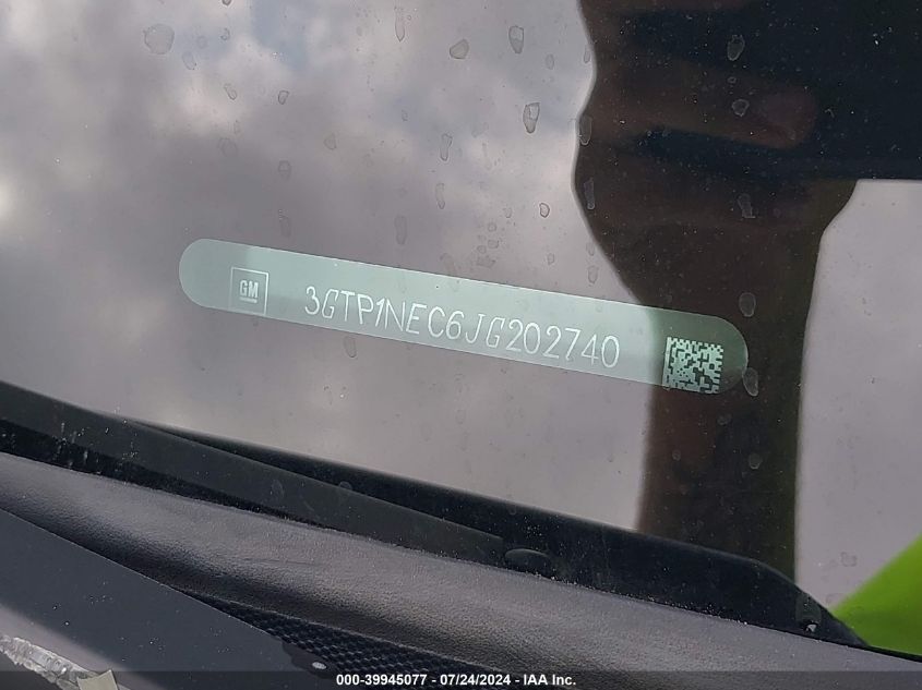 2018 GMC Sierra 1500 Slt VIN: 3GTP1NEC6JG202740 Lot: 39945077