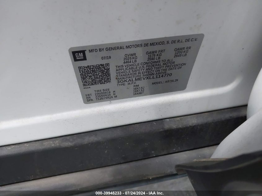 2020 GMC Terrain Sle VIN: 3GKALMEVXLL114770 Lot: 39945233