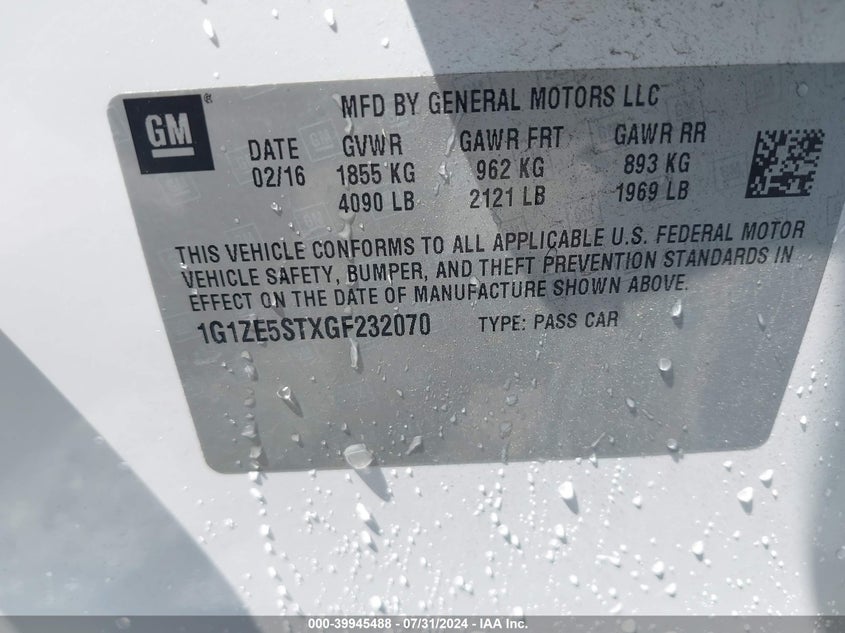 2016 CHEVROLET MALIBU 1LT - 1G1ZE5STXGF232070