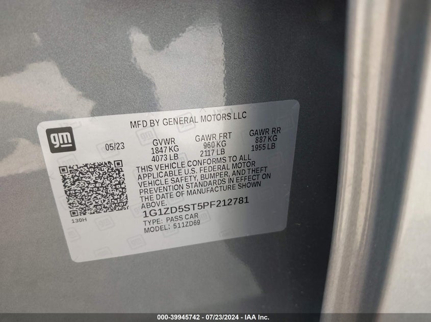 2023 CHEVROLET MALIBU FWD 1LT - 1G1ZD5ST5PF212781