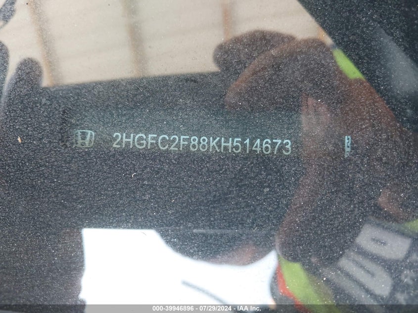 VIN 2HGFC2F88KH514673 2019 HONDA CIVIC SPORT