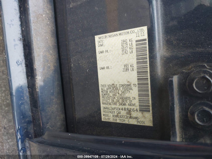 1N4AL2AP5CN488264 2012 Nissan Altima 2.5 S