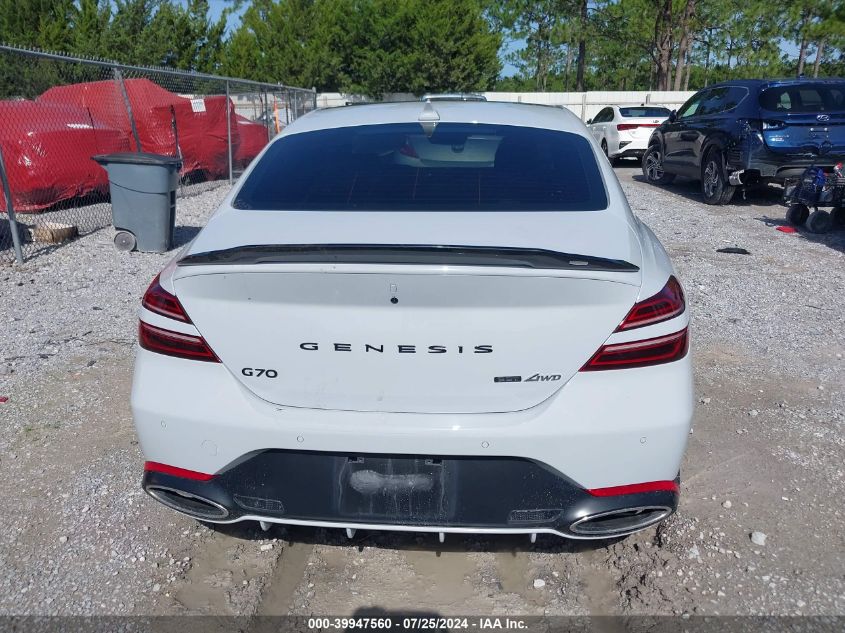 2022 Genesis G70 3.3T Awd VIN: KMTG54TE5NU096837 Lot: 39947560