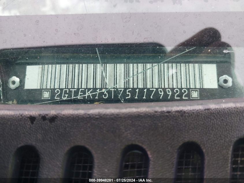 2005 GMC Sierra 1500 Slt VIN: 2GTEK13T751179922 Lot: 39948281