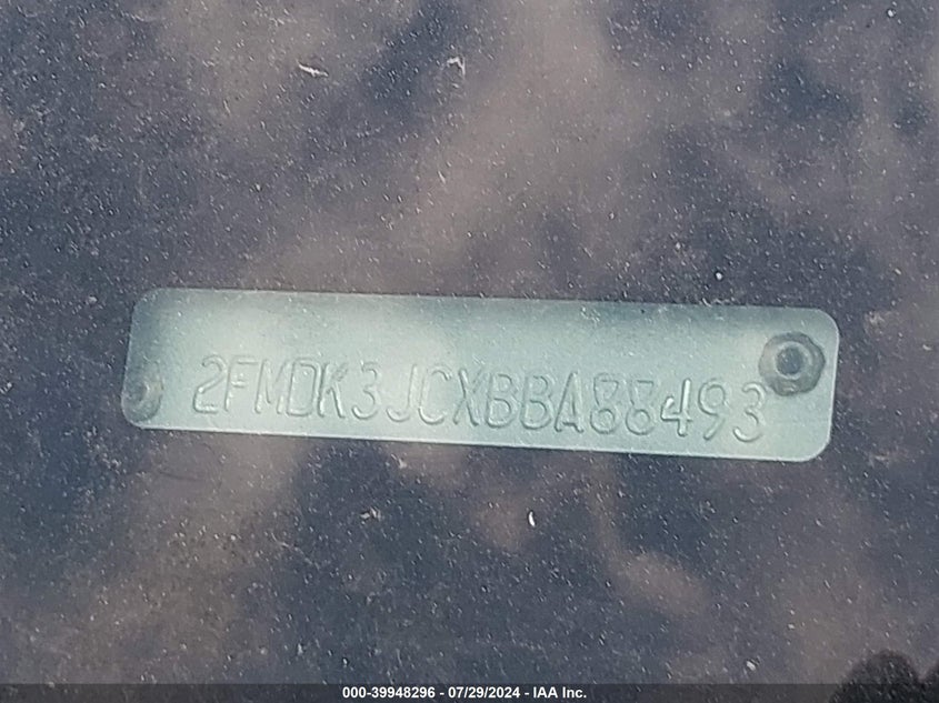 2011 Ford Edge Sel VIN: 2FMDK3JCXBBA88493 Lot: 39948296