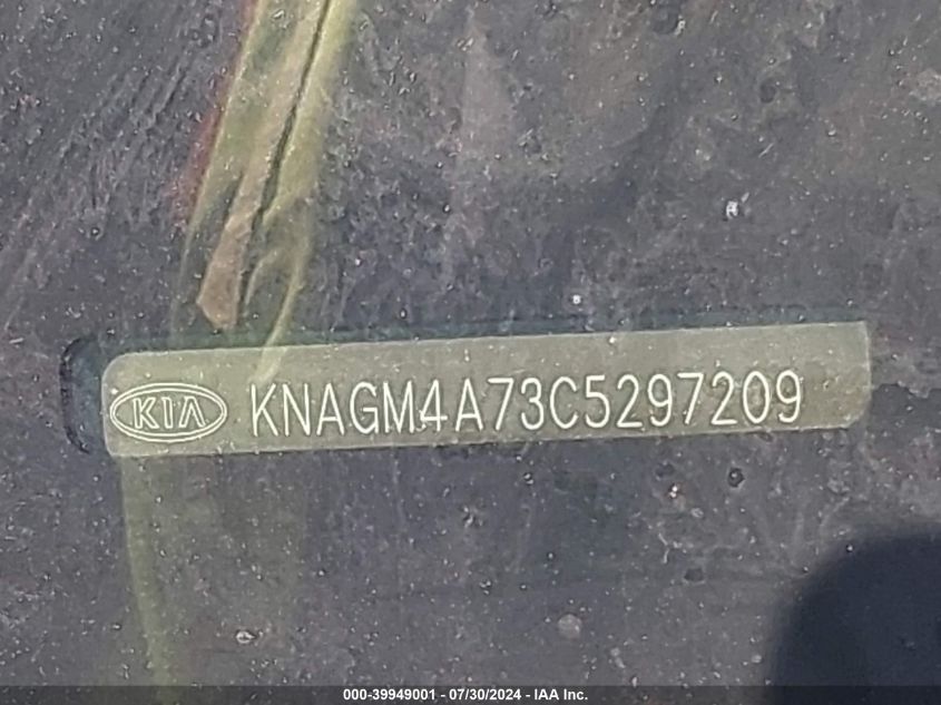 2012 Kia Optima Lx VIN: KNAGM4A73C5297209 Lot: 39949001