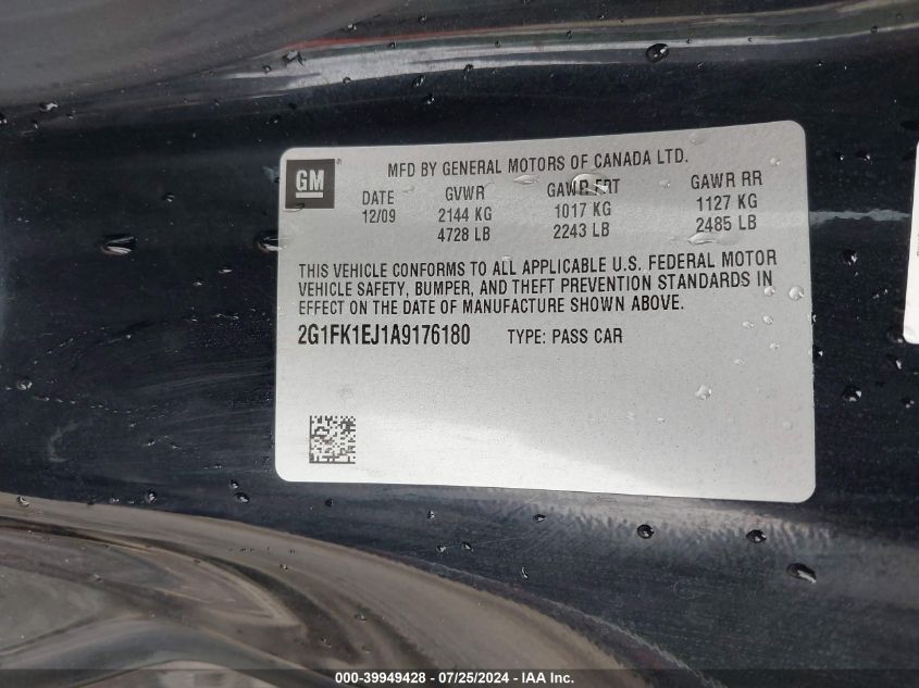 2010 Chevrolet Camaro 2Ss VIN: 2G1FK1EJ1A9176180 Lot: 39949428