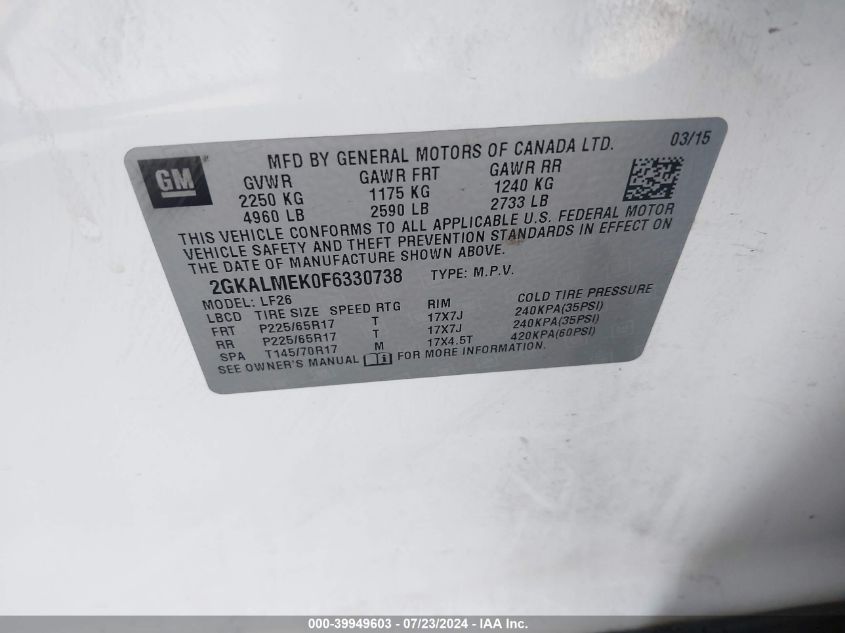 2015 GMC TERRAIN SLE-1 - 2GKALMEK0F6330738