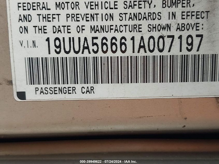 19UUA56661A007197 2001 Acura Tl 3.2