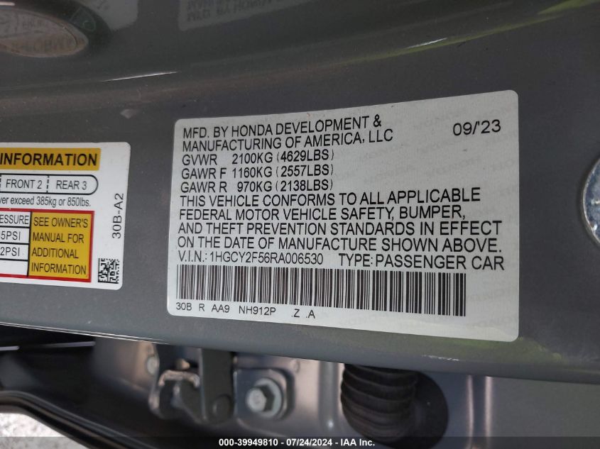 1HGCY2F56RA006530 2024 Honda Accord Hybrid Sport