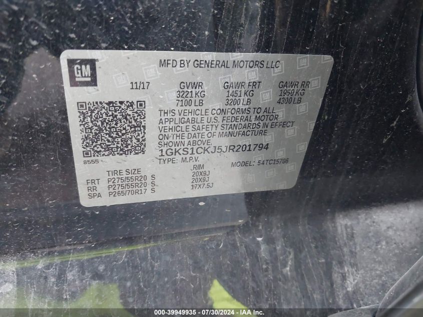 2018 GMC YUKON DENALI - 1GKS1CKJ5JR201794