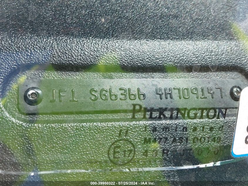 2004 Subaru Forester 2.5X VIN: JF1SG63664H709147 Lot: 39950322