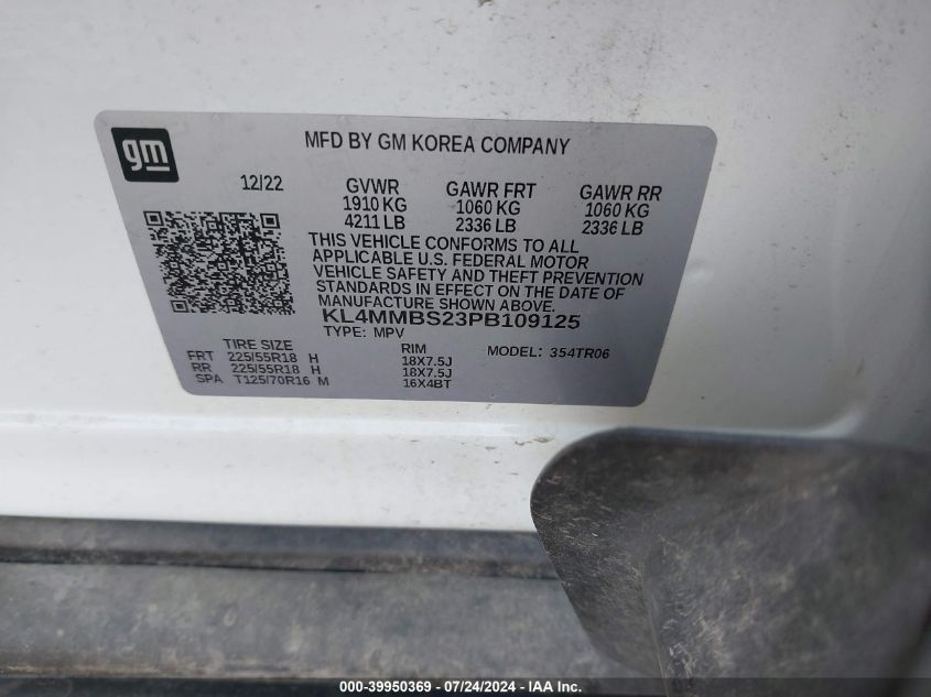 2023 Buick Encore Gx Preferred Fwd VIN: KL4MMBS23PB109125 Lot: 39950369