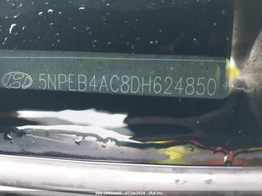 2013 Hyundai Sonata Gls VIN: 5NPEB4AC8DH624850 Lot: 39950440