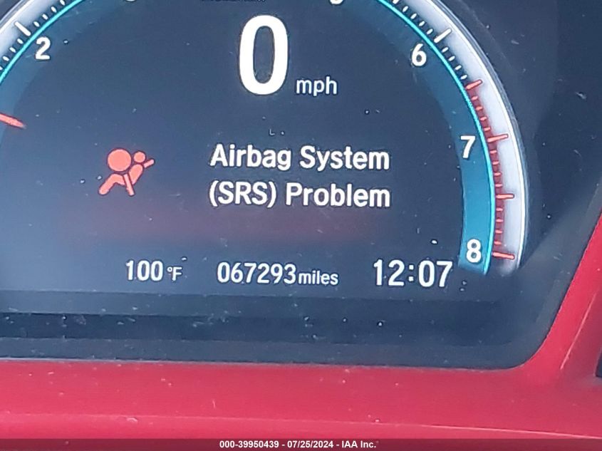 2019 Honda Civic Lx VIN: SHHFK7H38KU425285 Lot: 39950439