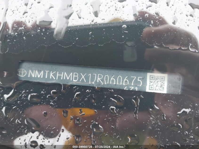 2018 Toyota C-Hr Xle/Xle Premium VIN: NMTKHMBX1JR060675 Lot: 39950728