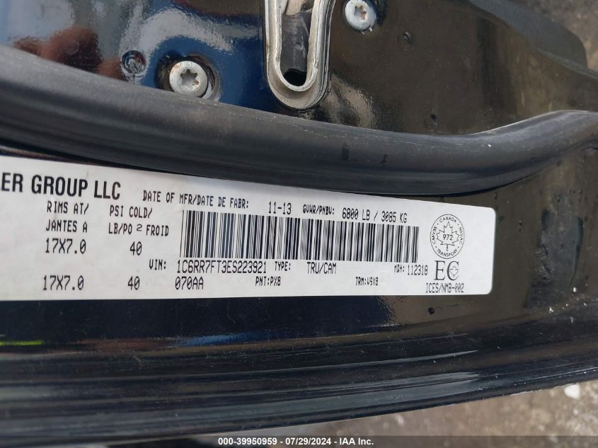 2014 Ram 1500 St VIN: 1C6RR7FT3ES223921 Lot: 39950959