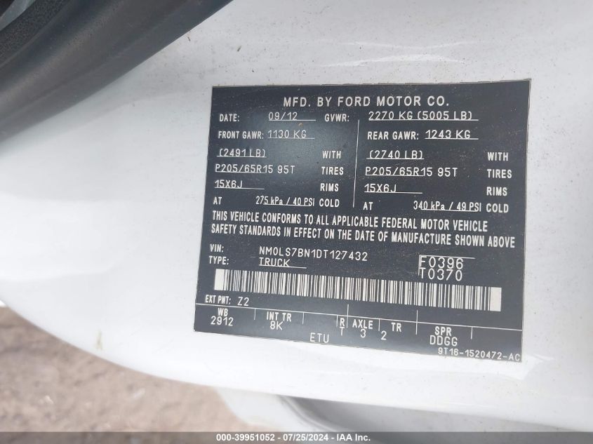 2013 Ford Transit Connect Xlt VIN: NM0LS7BN1DT127432 Lot: 39951052