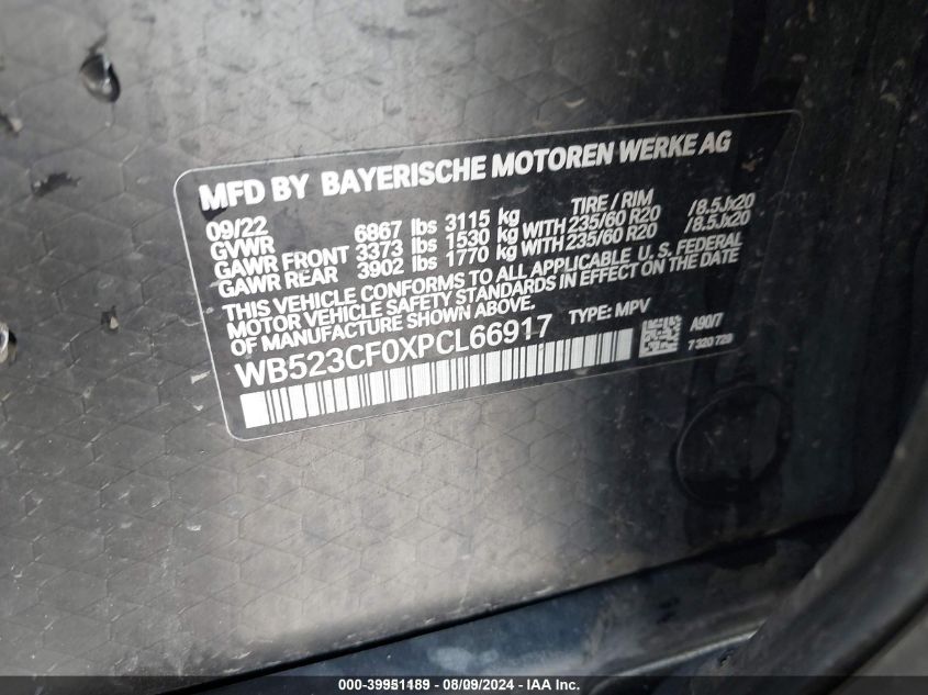 WB523CF0XPCL66917 2023 BMW Ix xDrive50