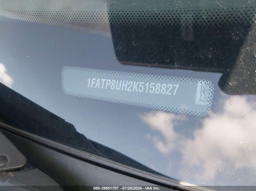 2019 Ford Mustang VIN: 1FATP8UH2K5158827 Lot: 39951707