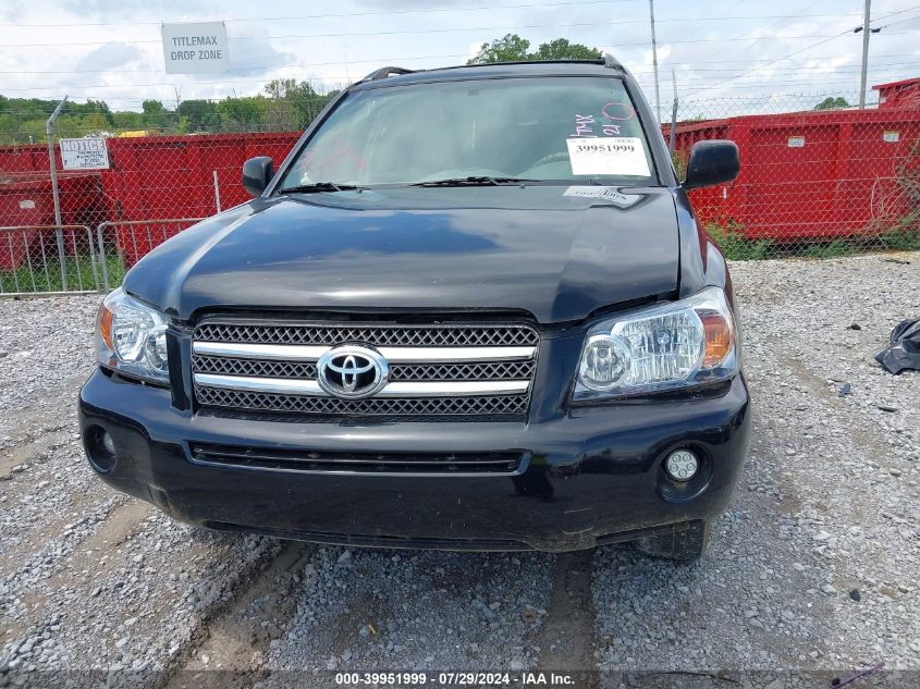 2006 Toyota Highlander Hybrid V6 VIN: JTEEW21AX60025421 Lot: 39951999