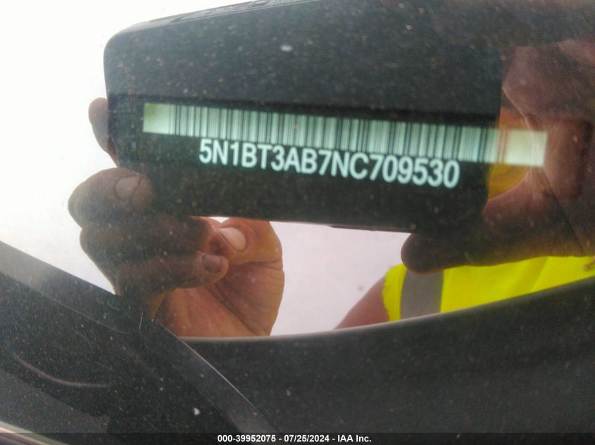 2022 Nissan Rogue S Intelligent Awd VIN: 5N1BT3AB7NC709530 Lot: 39952075