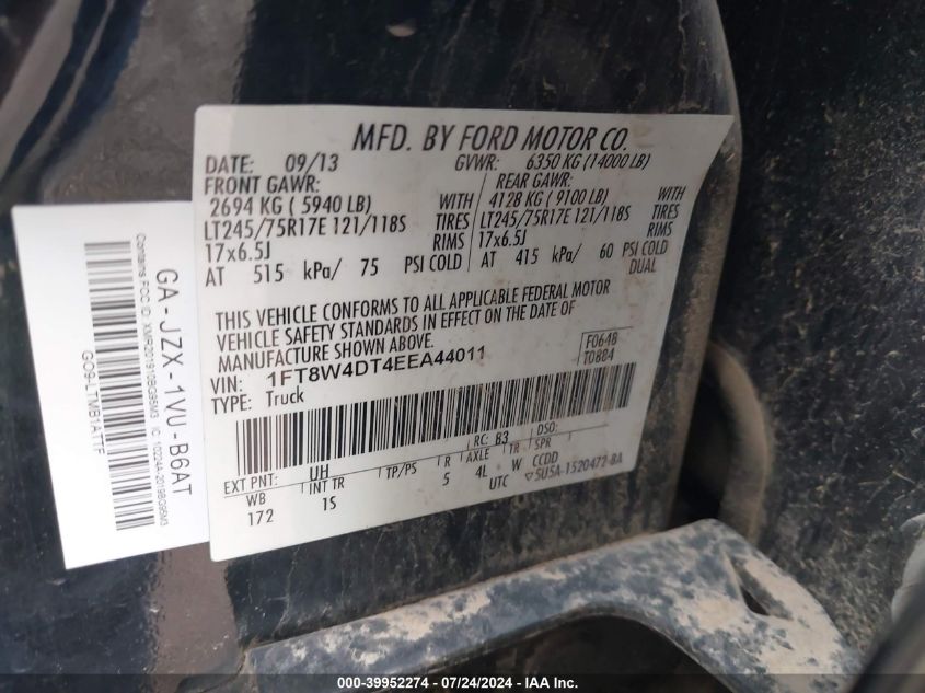 2014 Ford F-450 Xl VIN: 1FT8W4DT4EEA44011 Lot: 39952274