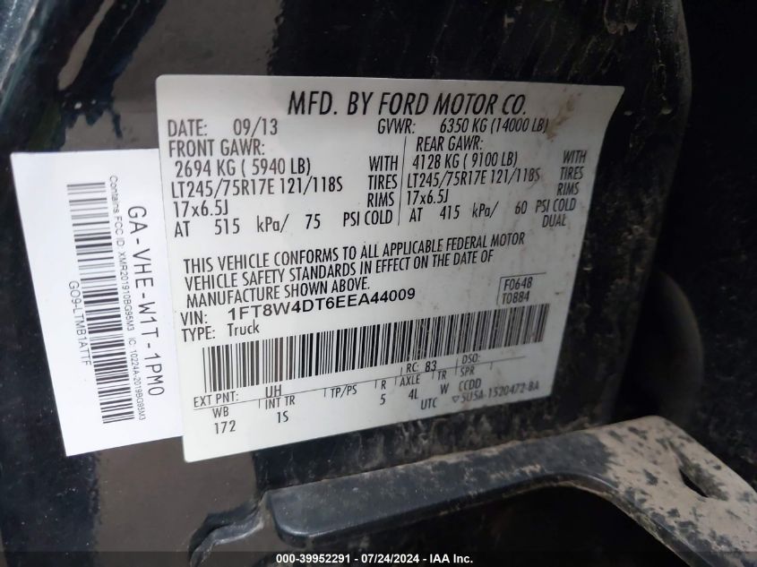 2014 Ford F-450 Xl VIN: 1FT8W4DT6EEA44009 Lot: 39952291